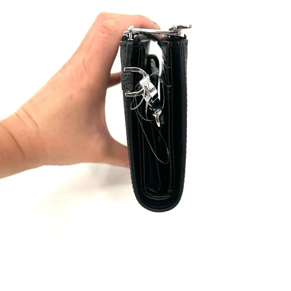 NWT MICHAEL KORS Black Jet Set Travel Double Zip Leather Wristlet Wallet